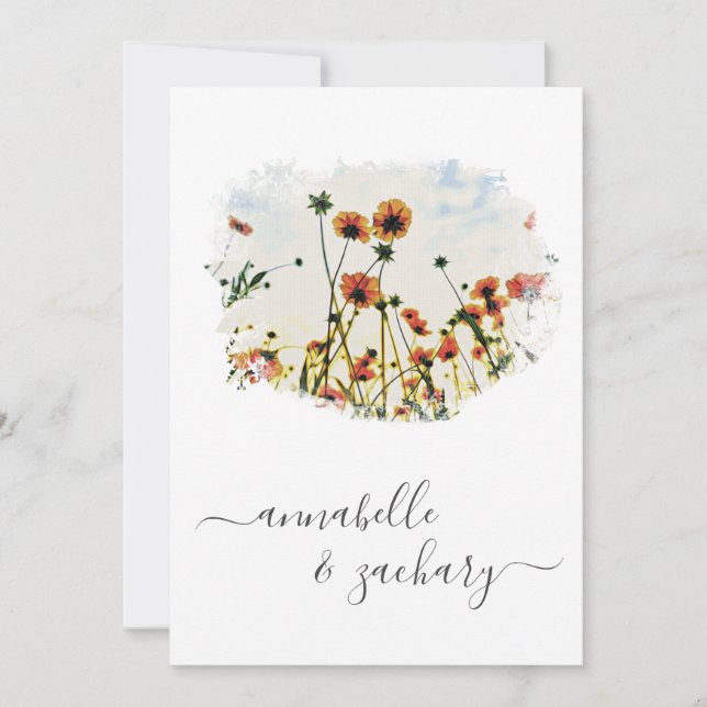 Invitation ** POPPY Floral RSVP - Code QR AR9 Mariage (Devant)