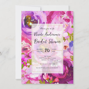 Invitation Pops de rose et violet floral vibrant Shower de ma