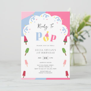 Invitation Popsicle coloré prêt à Pop 1er anniversaire