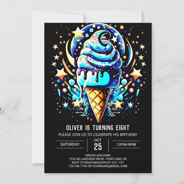 Invitation Popsicle Digital Sweet Boy Crème de glace Annivers (Devant)