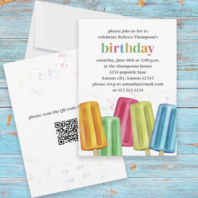 Invitation Popsicle fête d'anniversaire d'été mignonne (Créateur téléchargé)