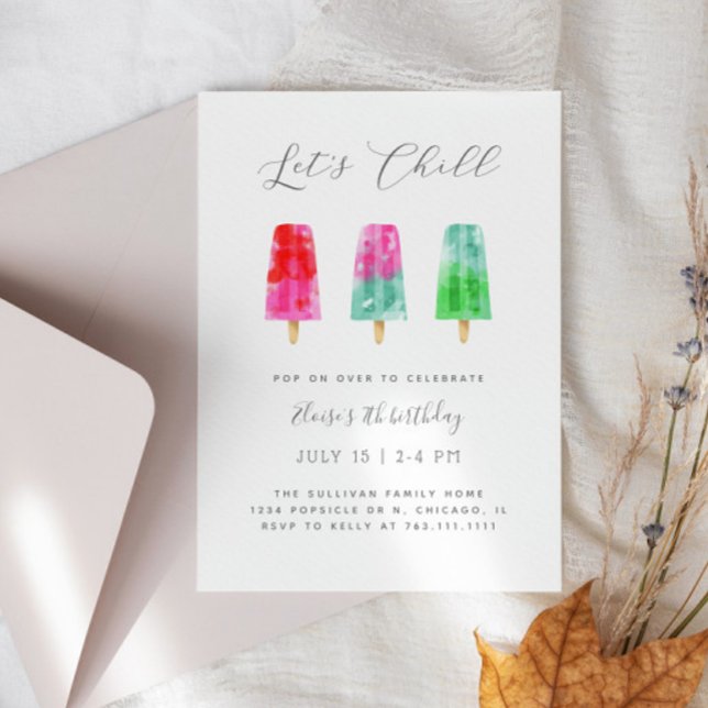 Invitation Popsicle fête d'anniversaire Lets Chill (Créateur téléchargé)