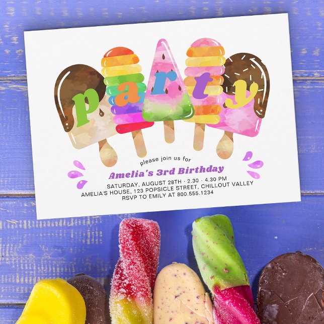 Invitation Popsicle fête d'anniversaire n'importe quel âge fi (Créateur téléchargé)