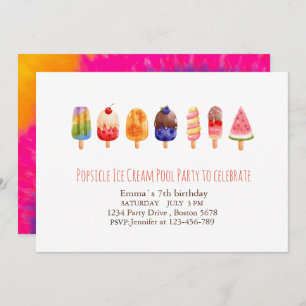 Invitation Popsicle Ice Cream PartyInvitation