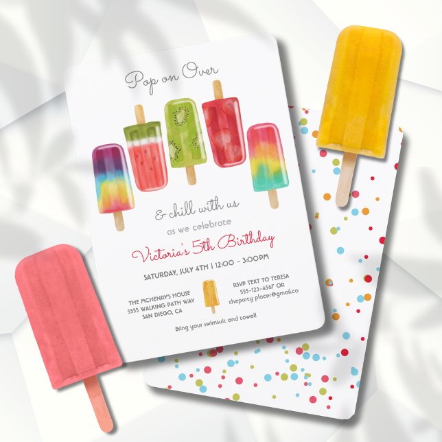 Invitation Popsicle Party Anniversaire été (Créateur téléchargé)
