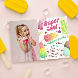 Invitation Popsicle Party Super Cool Girl Birthday Photo