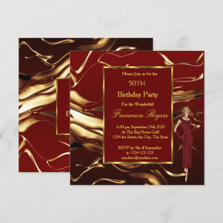 Invitation Populaire 50e anniversaire de fête Gold Bourgogne