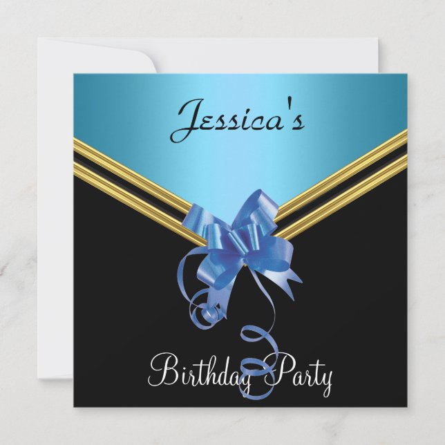 Invitation populaire Black Blue et Bow Party (Devant)