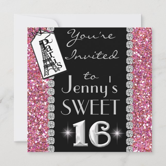 Invitation POPULAIRE de partie du BONBON 16 BLING (Devant)