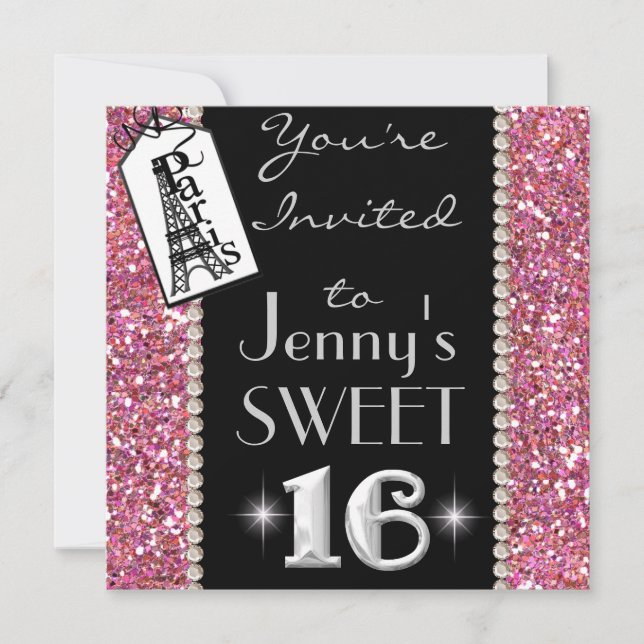 Invitation POPULAIRE de partie du BONBON 16 BLING (Devant)