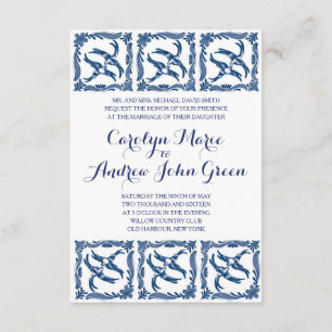 Invitation Porcelaine toile de Delft de chinoiserie bleu et