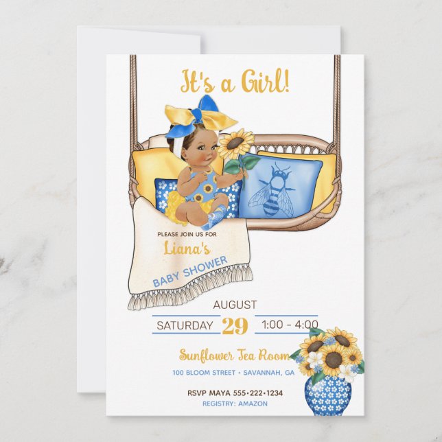 Invitation Porche de tournesol Swing Yellow Blue Sunflower Be (Devant)