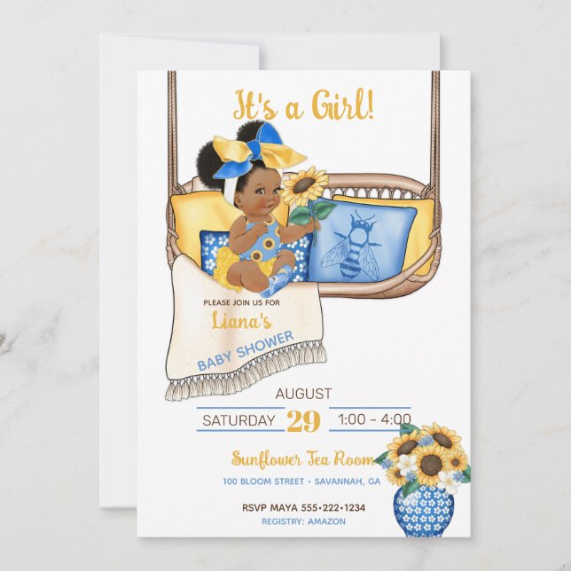 Invitation Porche de tournesol Swing Yellow Blue Sunflower Be (Devant)