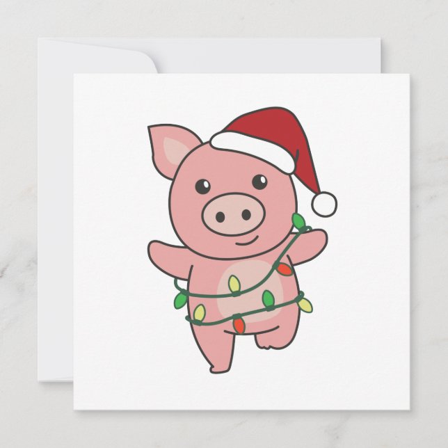 Invitation Porcs Noël Animaux d'hiver Porcs (Devant)