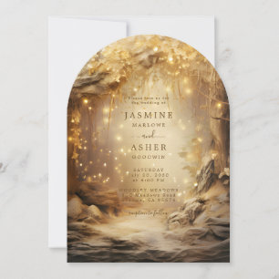 Invitation Portail forestier enchanté Mariage d'or Ethereal