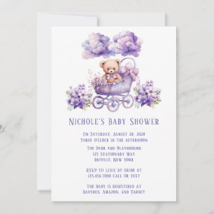 Invitation Porte adorable Teddy Bear Baby shower fille