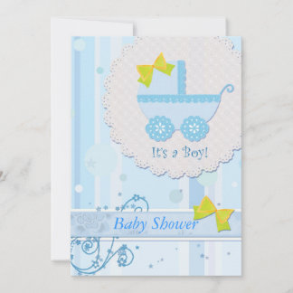 Invitation Porte-bébé "C'est un garçon" Baby shower bleu
