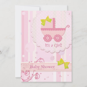 Invitation Porte-bébé C'est une fille ! Baby shower rose