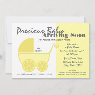 Invitation Porte bébé Jaune et gris