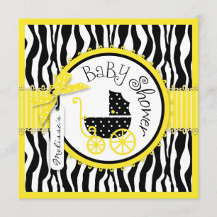 Invitation Porte-bébé, Zebra Imprimer Baby shower jaune