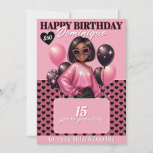 Invitation Porte-carte cadeau d'anniversaire pour adolescente