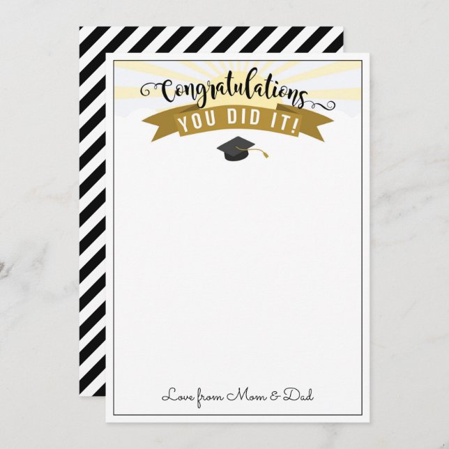 Invitation Porte-cartes cadeau argent de remise de diplôme bi (Devant / Derrière)