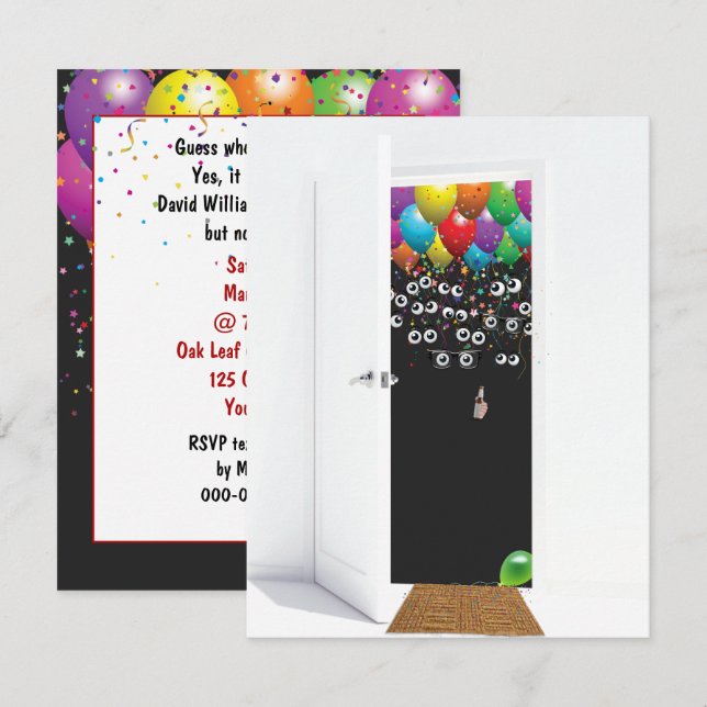 Invitation Porte de fête d'anniversaire surprise 21 ans  (Devant / Derrière)