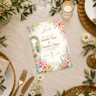Invitation Porte de jardin enchantée pour mariage romantique