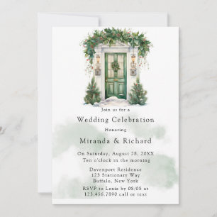 Invitation Porte de l'église de Noël Mariage d'hiver
