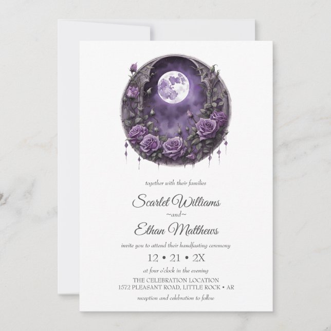 Invitation Porte de lune de Boho foncé Jardin Rose violet à l (Devant)