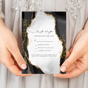 Invitation Porte de mariée noire, or et gris Mist RSVP