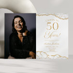 Invitation Porte d'or blanc photo 50e fête d'anniversaire<br><div class="desc">C'est une Elégante White Gold Agate Photo personnalisée 50th Birthday Party Invitation!</div>