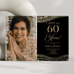 Invitation Porte d'or noir photo 60e fête d'anniversaire<br><div class="desc">C'est une élégante Porte d'Or Noir Photo personnalisée 60e Anniversaire Fête Invitation!</div>