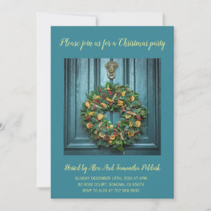 Invitation Porte élégante et couronne de vacances Noël Fête