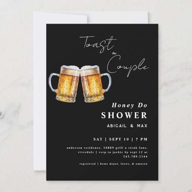 Invitation Porter Toast au Couple Chéri Faites la Fête de Mar (Devant)