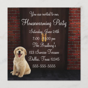 Invitation Portes Dog Brick Wall House Party