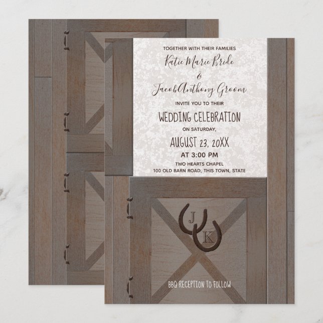 Invitation Portes stables Mariage de grange (Devant / Derrière)