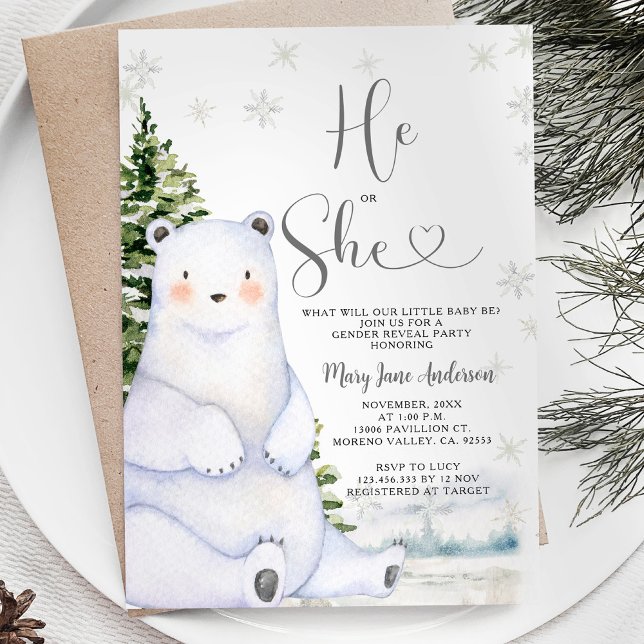 Invitation Portez-vous Révéler l'hiver À feuillage persistant (Créateur téléchargé)