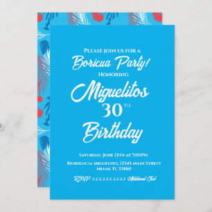 Invitation Porto Rico Tropical Hispanical Birthday Party