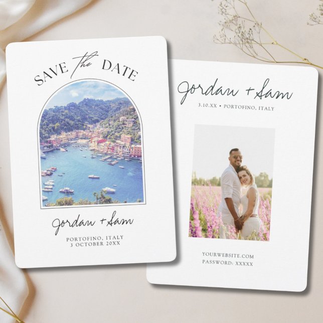 Invitation Portofino Italie Mariage Enregistrer la date (Portofino Save the Date)