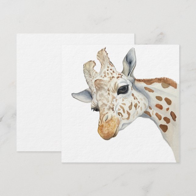 Invitation Portrait aquarelle d'un girafe (Devant / Derrière)