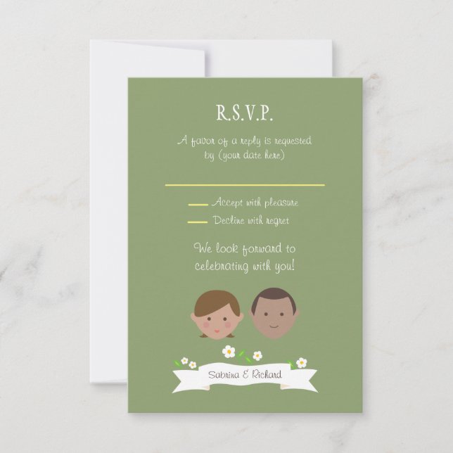 Invitation Portrait de couple de dessin animé illustré de mar (Devant)