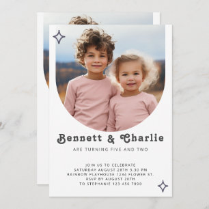 Invitation Portrait de frère conjoint photo Boho minimal anni