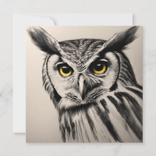Invitation Portrait de hibou - croquis au charbon