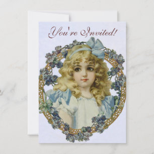 Invitation Portrait de jolie petite fille antique