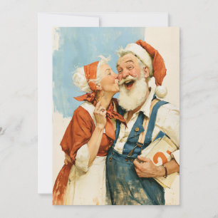 Invitation Portrait de Noël de Mme Claus embrassant le Père N