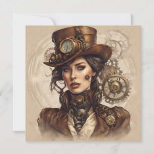 Invitation Portrait de Steampunk victorien d'une femme