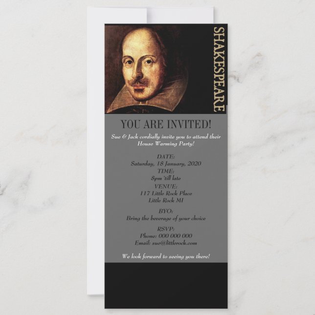 Invitation Portrait de William Shakespeare (Devant)