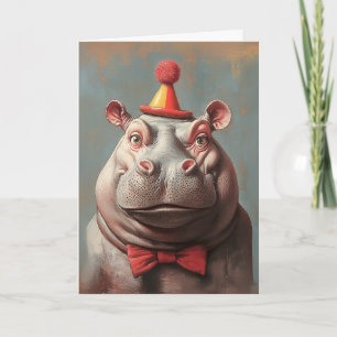 Invitation Portrait hippo clown lunaire
