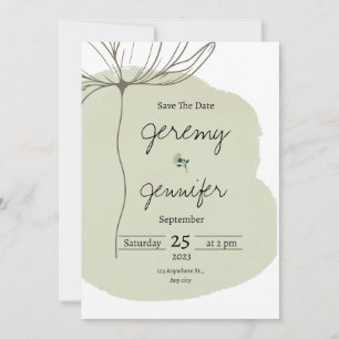 Invitation Portrait minimaliste à l'aquarelle verte